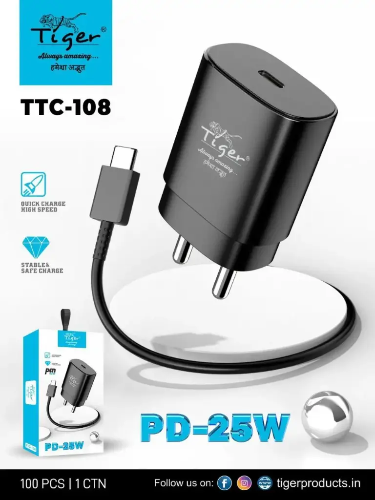25W PD CHARGER  ( TYPE-C  TO TYPE-C ) 1 YEAR WARRANTY ON TOP