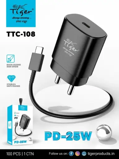 25W PD CHARGER  ( TYPE-C  TO TYPE-C ) 1 YEAR WARRANTY ON TOP