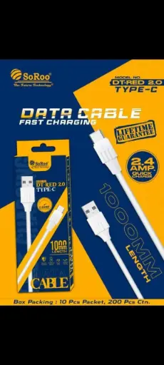 2.4AMP TYPE-C DATA CABLE 1YEAR WARRANTY